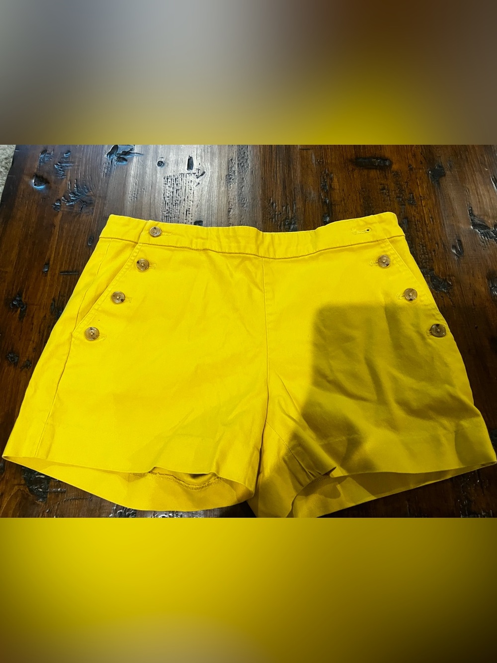 Banana Republic Yellow High-Waist Button Accent Shorts